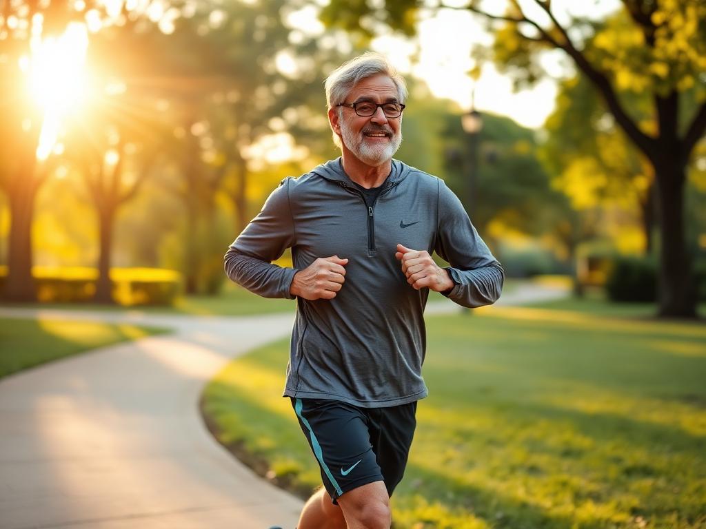 Hombre lleno de energía haciendo ejercicio al amanecer